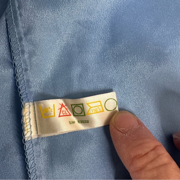 Vintage Susan Van Heusen Womens Mandarin Collar Light Blue Long Sleeve Blouse 10 - Picture 9 of 9